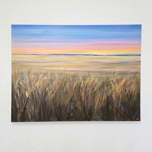 Large scale abstract landscape painting on canvas