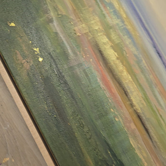 Textured luminous original art on canvas close up